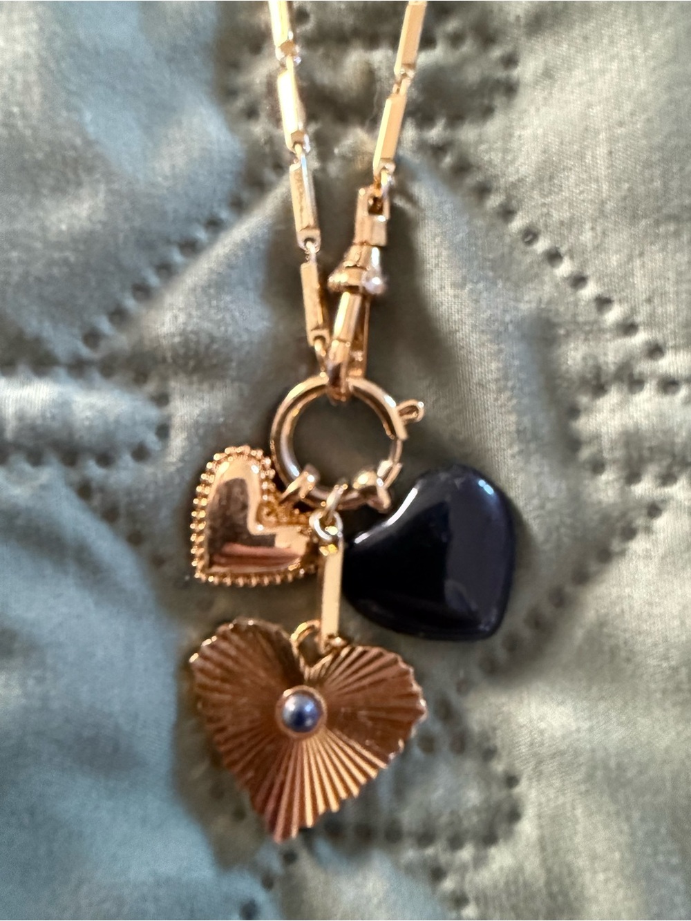 Madewell Gold Heart Charm Necklace with Black Heart Accent